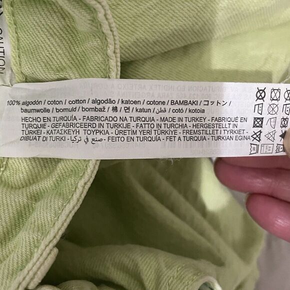 Zara Jeans High Rise Straight Leg Denim Size 8 Lime Green Cotton 90s Mom… - Picture 8 of 8